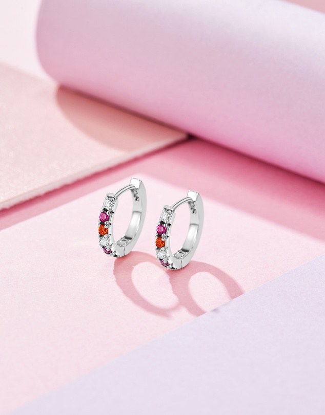 Mestige Kids - Vibrant Mini Hoops - Silver Plated