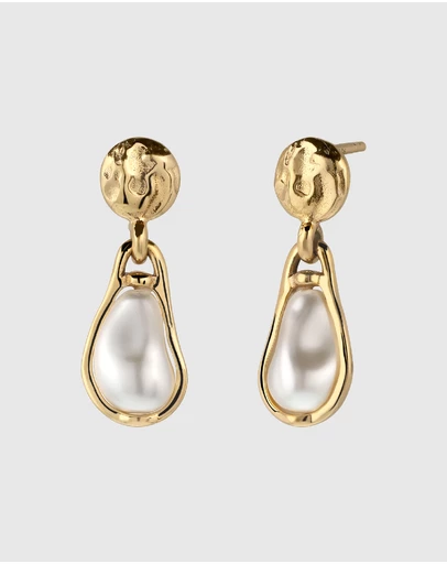 Elli Jewelry - Flowing Pearl Drop Earrings in Gold-Plated 925 Silver
