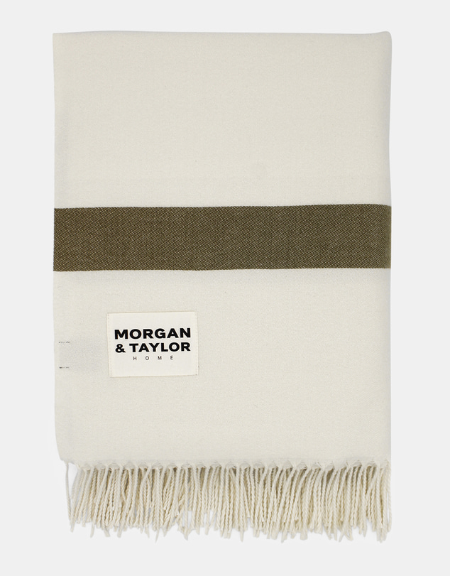 Morgan & Taylor - Kori Throw Blanket in Green, Cream and Brown Stripes