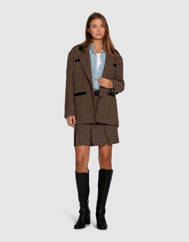 Belle & Bloom - City Noir Tweed Oversized Blazer