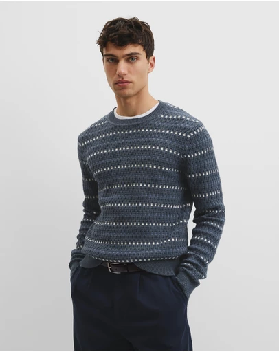 Country Road - Australian Good Earth Cotton Wool Blend Jacquard Check Knit