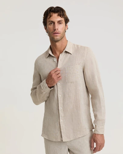 Sportscraft - Long Sleeve Linen Yarn Dyed Shirt