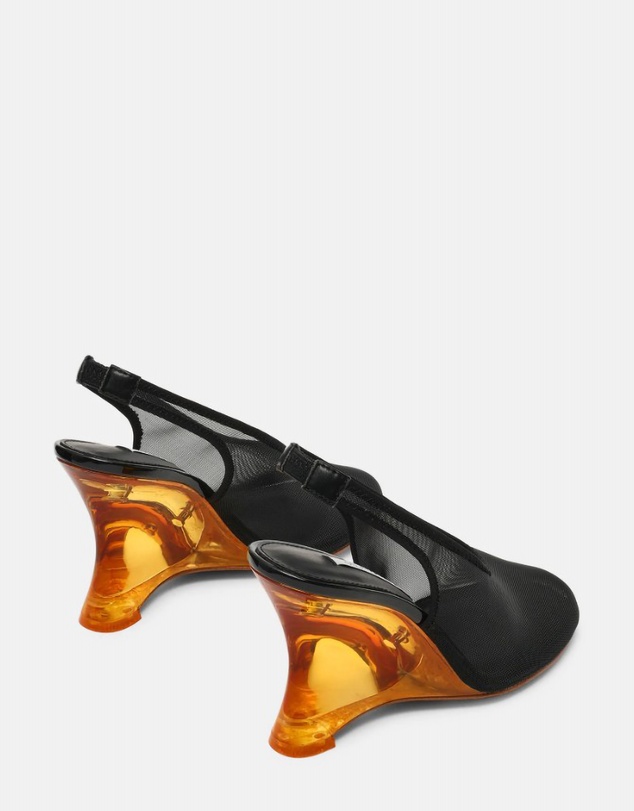 Steve Madden - Dyra Black/Gold Wedge Heels