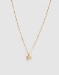 Izoa - Pearl Letter F Necklace Gold
