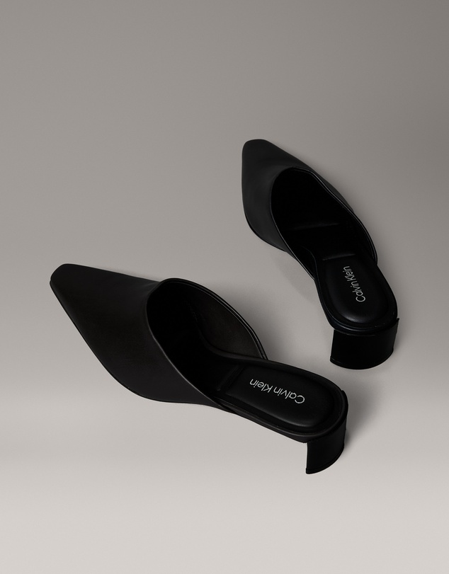 Calvin Klein - Leather Kitten Heel Mules