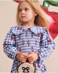 Huxbaby - Cherry Gingham Shirred Dress - Babies-Kids