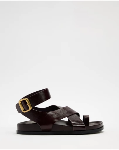 AERE - Leather Crossover Footbed Sandals