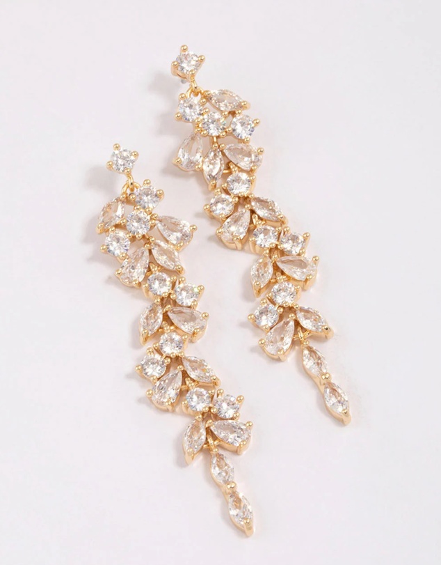 Lovisa - Gold Plated Cubic Zirconia Dainty Vine Drop Earrings