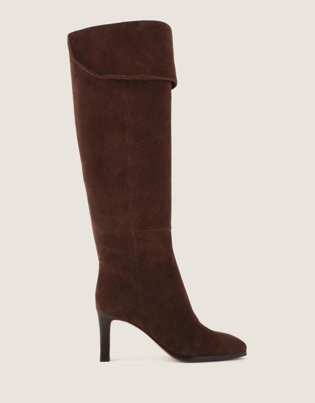 Shelly Shen - Leighton Heel Long Boots Brown Suede