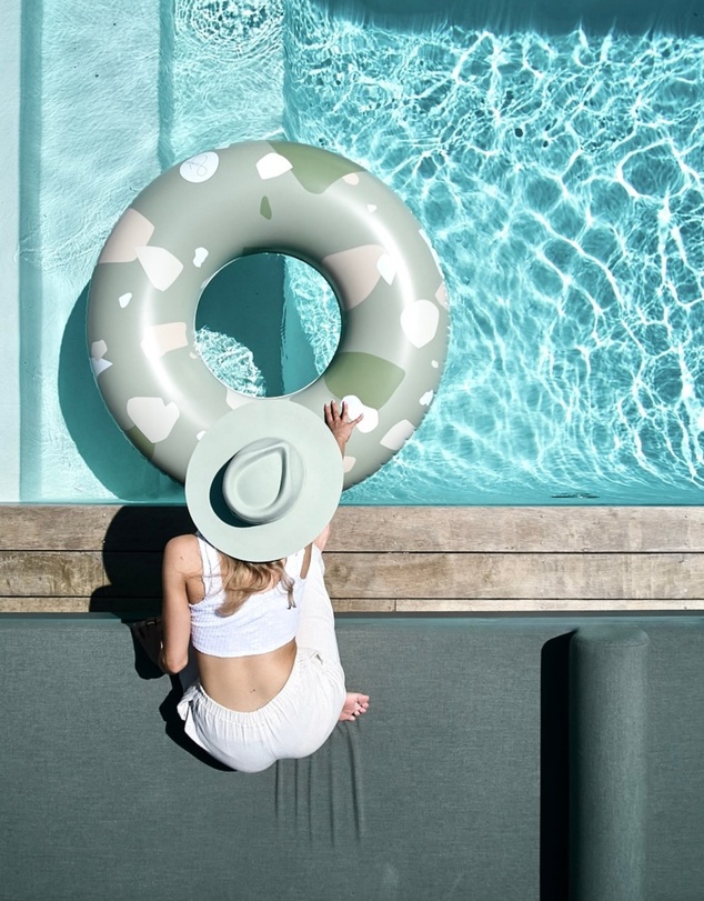 &Sunday - Terrazzo Oversized Inflatable Pool Tube Float- Olive