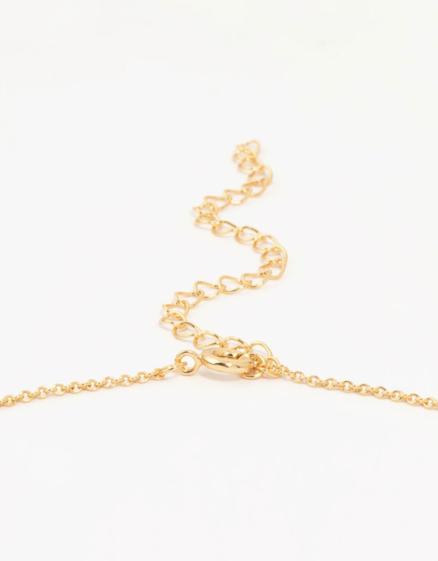 Lovisa - Gold Plated Brass Cubic Zirconia Hollow Flower Necklace