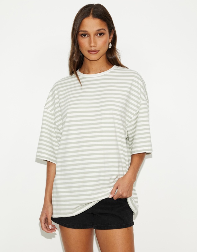 Dazie - Nostalgia Stripe Oversized Boyfriend Tee