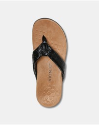 Vionic - Layne Toe Post Sandal - Black Woven