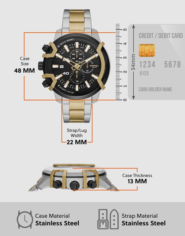 Diesel - Griffed Two Tone Chronograph Watch