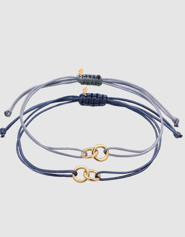 Elli Jewelry - Bracelet Set Women Circle Infinity Steel Blue and Marine Blue 925 Sterling Silver Gold Plated