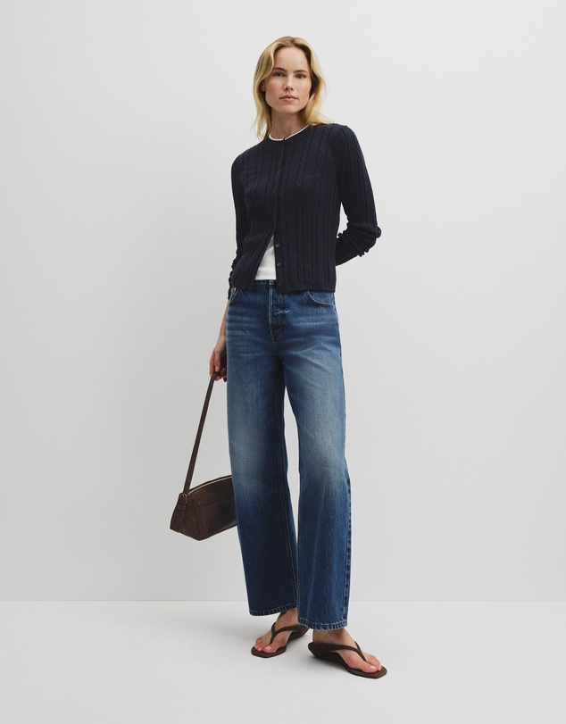 Country Road - Organically Grown Cotton Blend Cable Knit Cardigan