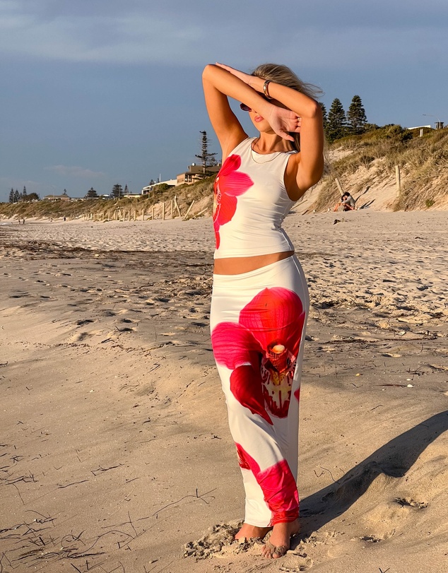 Beginning Boutique - Payge White Orchid Maxi Skirt