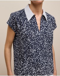 Trenery - Carraway Cap Sleeve Blouse in Night Sky