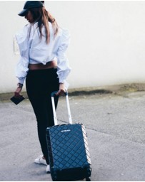 JETT BLACK - Check Black Carry On Small Suitcase