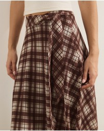 Atmos&Here - Rumi Checked Print Maxi Skirt