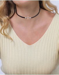 Elli Jewelry - Necklace Choker Star Pendant with Faux Leather in 925 Sterling Silver