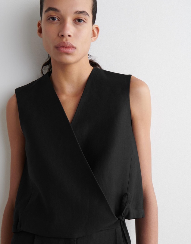 COS - Tie-Detail Linen-Blend Wrap Waistcoat