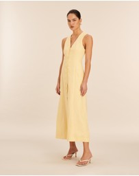 AERE - Linen Button Down Midi Dress