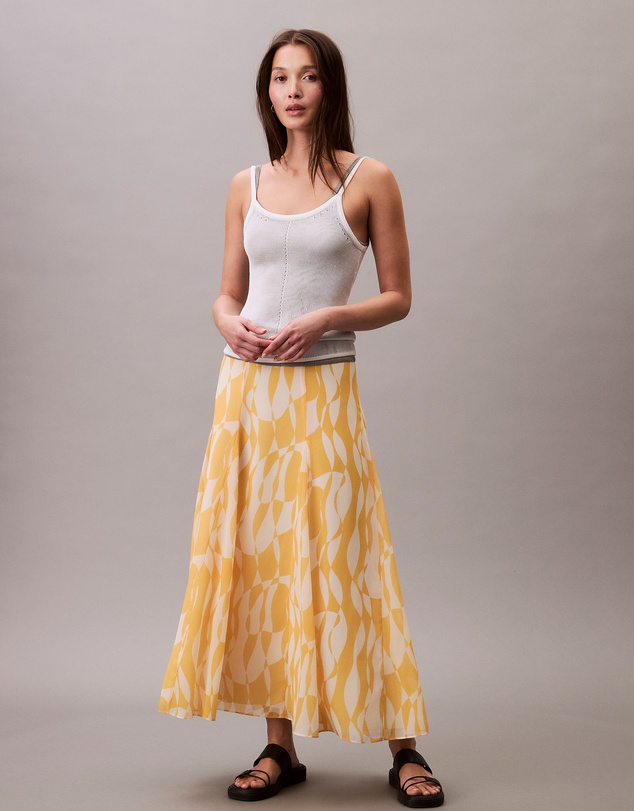 Calvin Klein - Printed Chiffon Midi Skirt