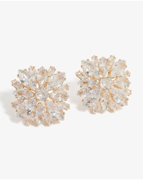 Lovisa - Gold Cubic Zirconia Statement Flower Stud Earrings