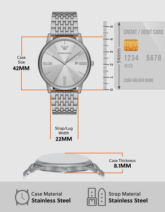 Emporio Armani - Silver Tone Analogue Watch