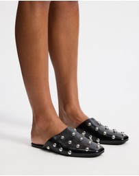 AERE - Lola Leather Stud Flats
