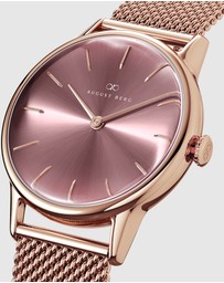 August Berg - Serenity 32mm Rose Gold Plated Mesh Watch