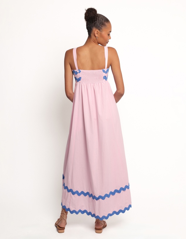 Petal & Pup - Fitzgerald Maxi Dress - Pink/Blue Trim