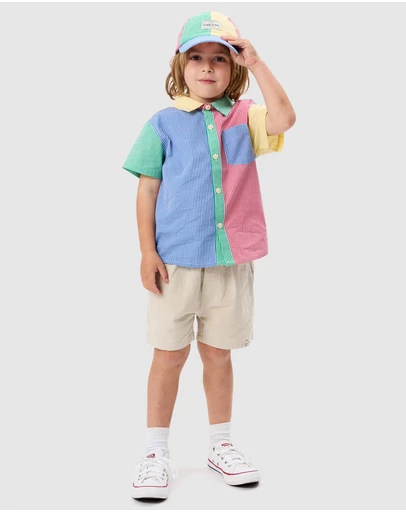 Goldie + Ace - Gingham Colour Block Holiday Shirt - Babies-Kids