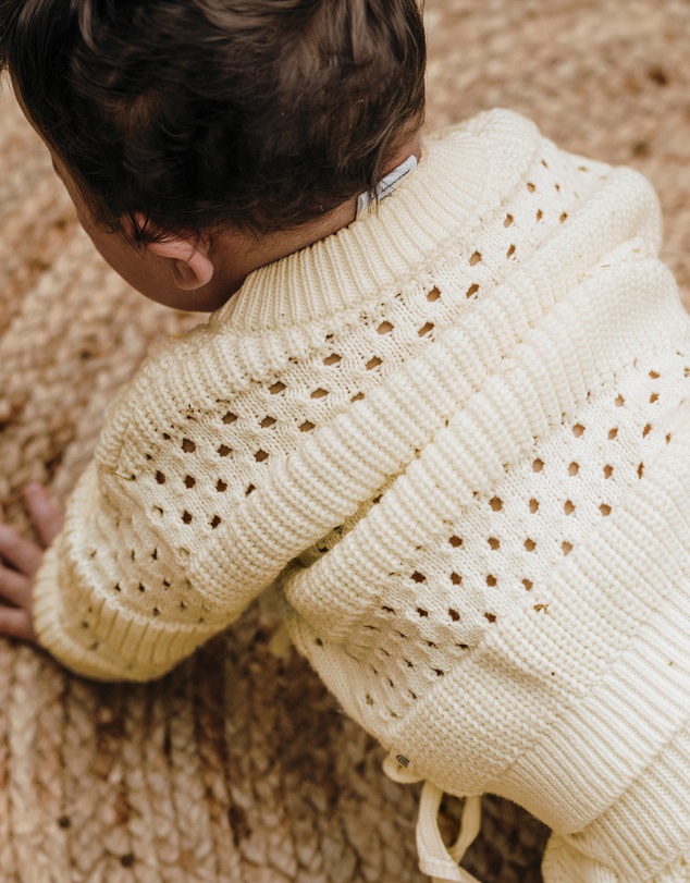 Kynd Baby - Knit Bow Cardigan in Ivory
