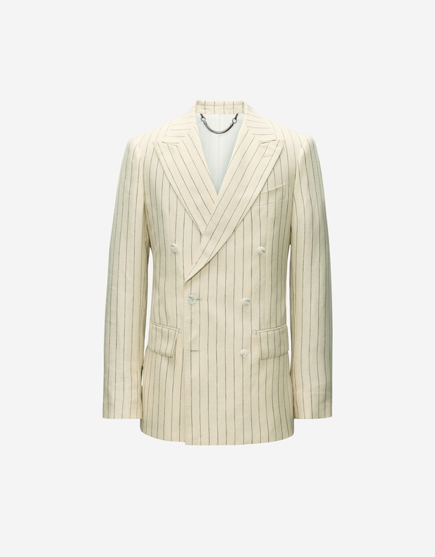Calibre - Striped Double-Breasted Suit Jacket Bone