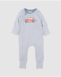 Bebe by Minihaha - Alvin Stripe Organic LS Zipsuit - Babies