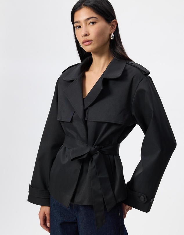 Calli - Payton Cropped Belted Trench Coat