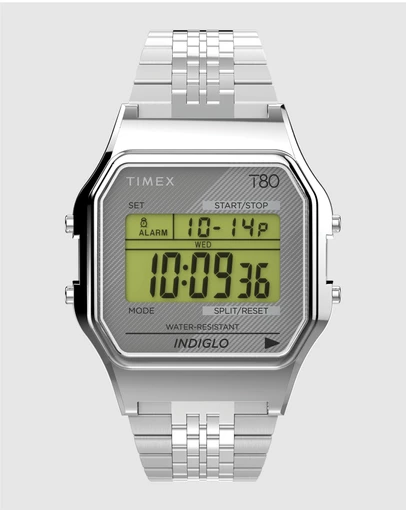 TIMEX - TIMEX T-80 34mm Silver-tone case and bracelet
