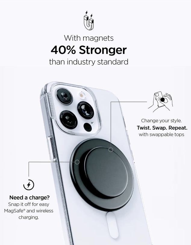 PopSockets - PopWallet+ MagSafe Softgoods Phone Wallet Card Holder+ Magnetic Adapter Ring