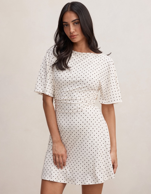 Forever New - Cora Flutter Sleeves Tie Mini Dress