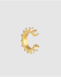 Elli Jewelry -  Earrings Single Earcuff with Pearls in 925 Sterling Silver Gold Plated