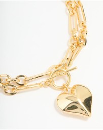 Lovisa - Gold Plated Heart Pendant Chain T & O Necklace