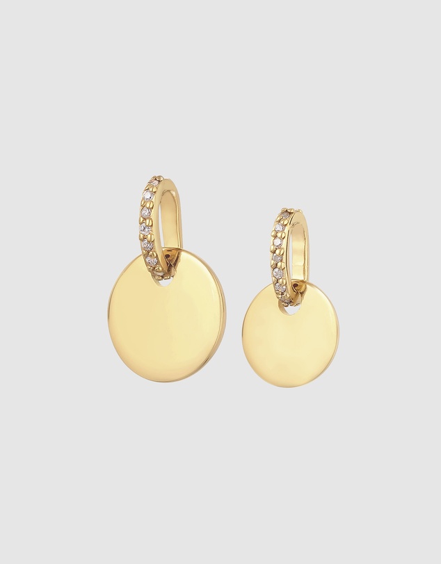 Elli Jewelry - Zirconia Disc Pendant Set in Gold-Plated 925 Silver