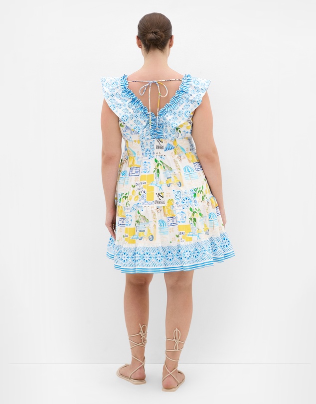 City Chic - Plus Size Kelly Amalfi Print Mini Dress - white