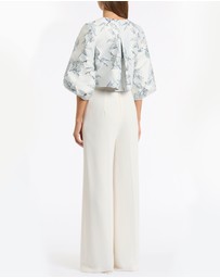 Carla Zampatti - Ivory Crepe High Waisted Wide Leg Pant