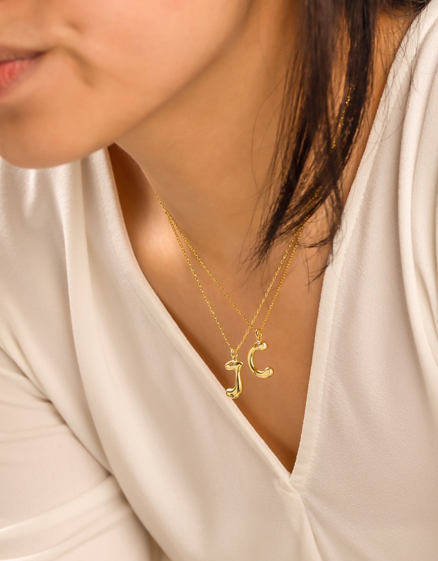 Wanderlust + Co - Alphabet Bubble Pendant Necklace - Letter J