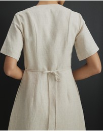 AERE - Camille Linen Button Down Midi Dress