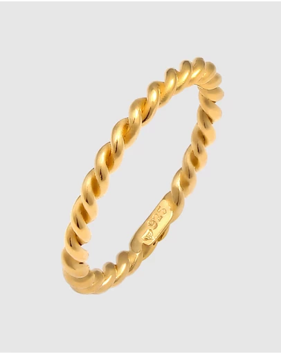Elli Jewelry - Ring Twisted 925 Sterling Silver Gold-Plated