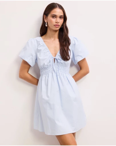 The Fated - Emira Gathered Tie Mini Dress